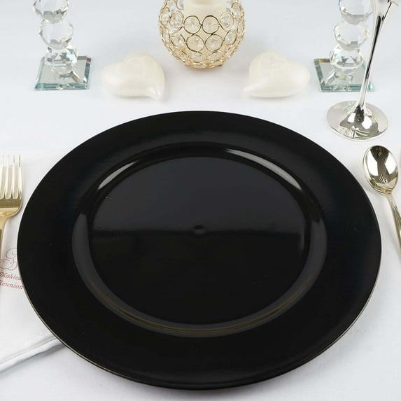 Efavormart 24 pcs 13" Black Round Charger Plate Dinner Chargers for Tabletop Decor Holiday Wedding Catering Event Decoration