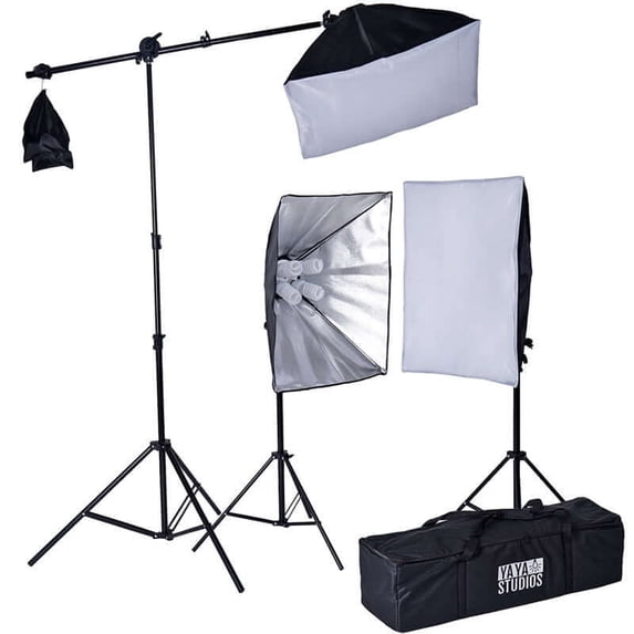 Efavormart 2400 Watt Softbox Photo Studio Continuous Lighting Kit With Boom Arm Hairlight Softbox