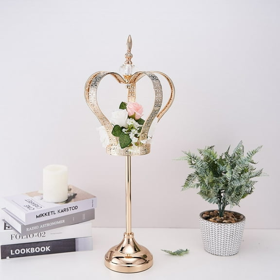 Efavormart 25" Crown Candle Holder Stand, Gold Metal Votive Holders for Weddings, Birthday, Party, Home, Garden, Table Centerpieces Decorations, Anniversary Celebrations