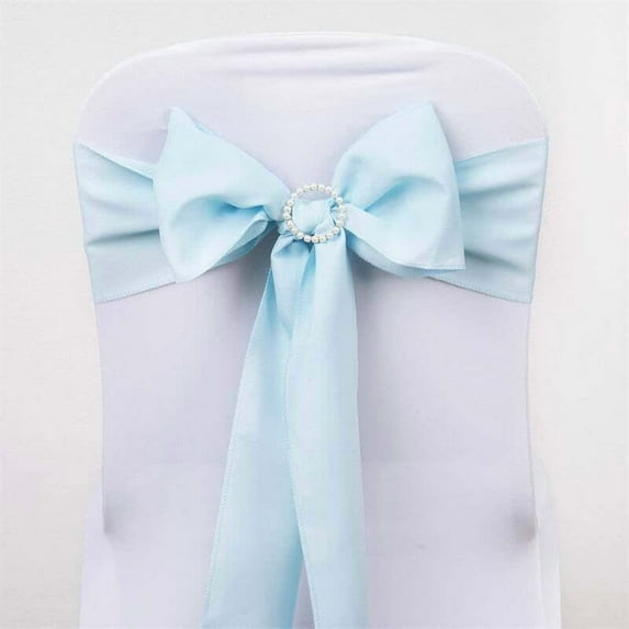 Efavormart 25 PCS LIGHT BLUE Polyester Chair Sashes Tie Bows for Wedding Events Decor Chair Bow Sash Party Decor Supplies - 6x108"