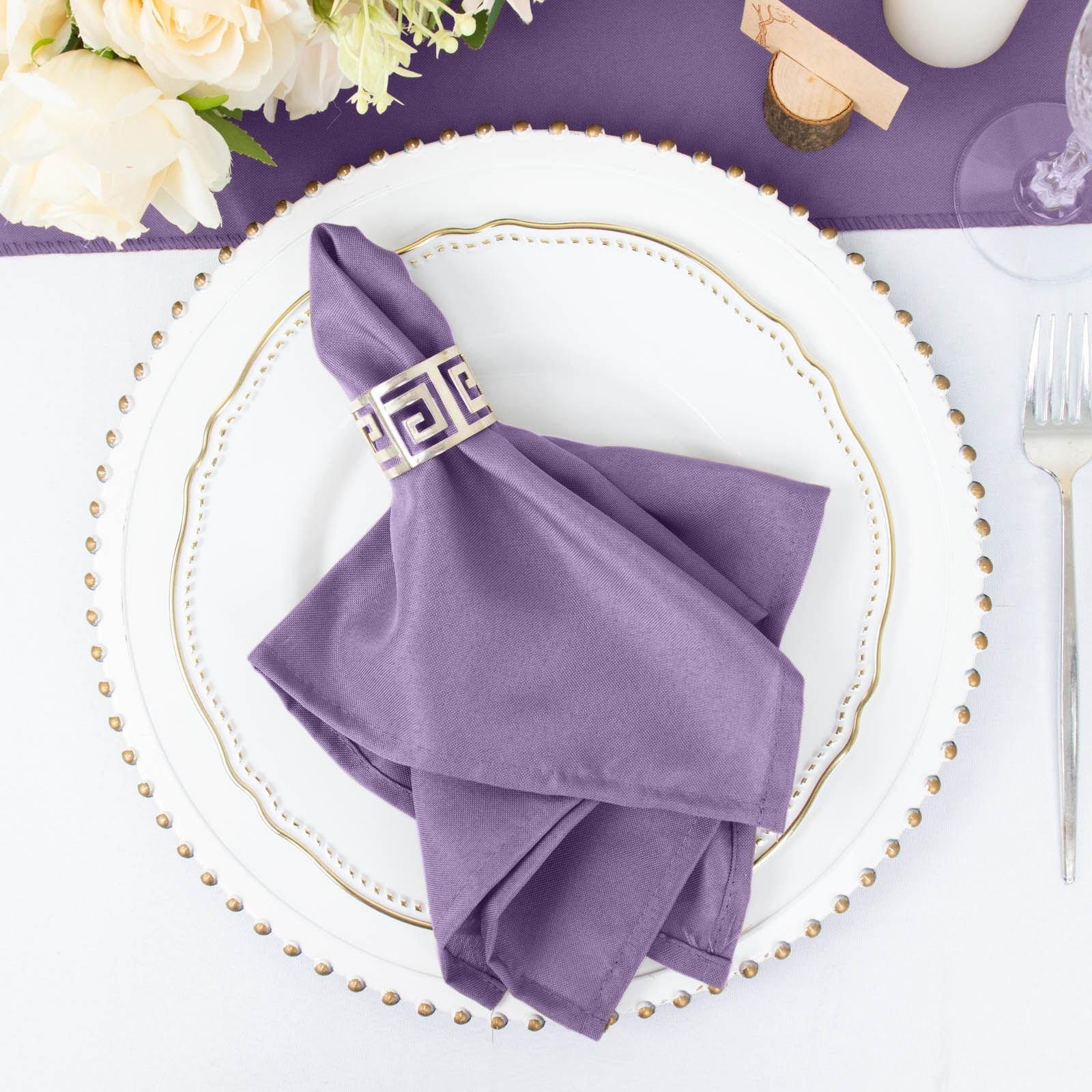 Efavormart 25 Pack - 17"x17" Violet Amethyst Polyester Linen Napkins ...
