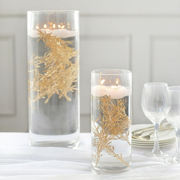 Efavormart 25 Pack | 6" Mini Metallic Gold Artificial Fern Leaf Branch Stems, Flower Vase Filler For Floating Candle Centerpieces