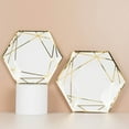 thumbnail image 1 of Efavormart 25 Pack | 7" White / Gold Hexagon Dessert Paper Plates, Appetizer Plates, Disposable Party Plates, 1 of 11