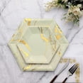 thumbnail image 1 of Efavormart 25 Pack - 8.5" Ivory Dessert Salad Paper Plates, Hexagon Disposable Plate With Gold Foil Marble Design - 400 GSM for Wedding Receptions, Banquets, and Catered Events, 1 of 11