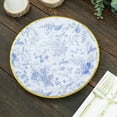 thumbnail image 1 of Efavormart 25 Pack | 9" Blue Chinoiserie Floral Paper Dessert Plates With Gold Rim, Round Disposable Salad Appetizer Plates, 1 of 11