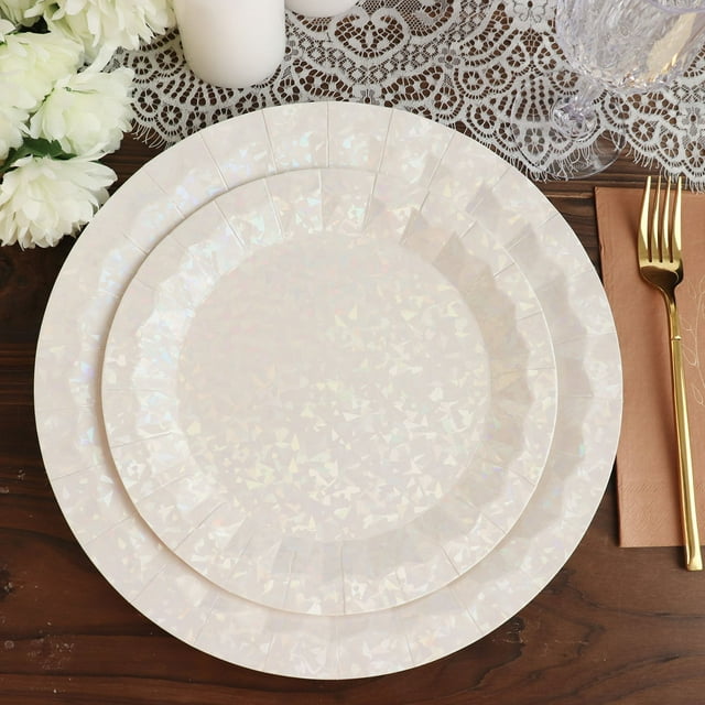 Efavormart 25 Pack | 9" Geometric Metallic Iridescent Foil Dinner Paper ...