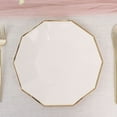 thumbnail image 1 of Efavormart 25 Pack | 9" Gold Rim White Decagon Dinner Paper Plates - 300 GSM, 1 of 11