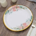 thumbnail image 1 of Efavormart 25 Pack | 9" White Elegant Floral Design Gold Rim Paper Dessert Plates, Disposable Salad Appetizer Plates, 1 of 11