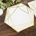 thumbnail image 1 of Efavormart 25 Pack | 9" White/Gold Hexagon Dinner Paper Plates, Disposable Party Plates, 1 of 10