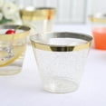 thumbnail image 1 of Efavormart 25 Pack | 9oz Clear Gold Glittered Rim Plastic Party Cups, Disposable Cocktail Tumblers, 1 of 11