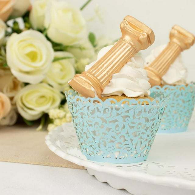 Efavormart 25 Pack | Blue Lace Laser Cut Paper Cupcake Wrappers, Muffin ...