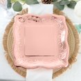 thumbnail image 1 of Efavormart 25 Pack | Blush/Rose Gold 11" Square Vintage Dinner Serving Paper Plates, Shiny Disposable Pottery Embossed Party Plates With Scroll Design Edge - 350 GSM, 1 of 11