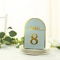 thumbnail image 1 of Efavormart 25 Pack Dusty Blue Arch Wedding Table Numbers with Metallic Gold Foil 1-25 Numbers Print, Free Standing Double Sided Paper Table Tent Sign Cards - 7", 1 of 5