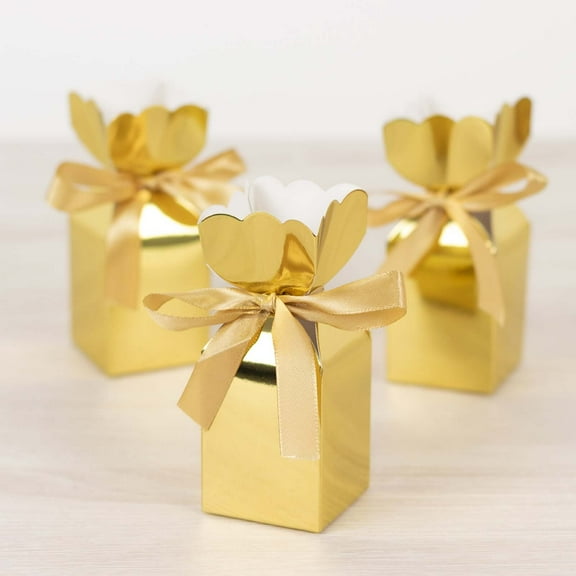 Efavormart 25 Pack Gold Vase Shape Favor Boxes With Satin Ribbons Cardboard Wedding Gift Boxes