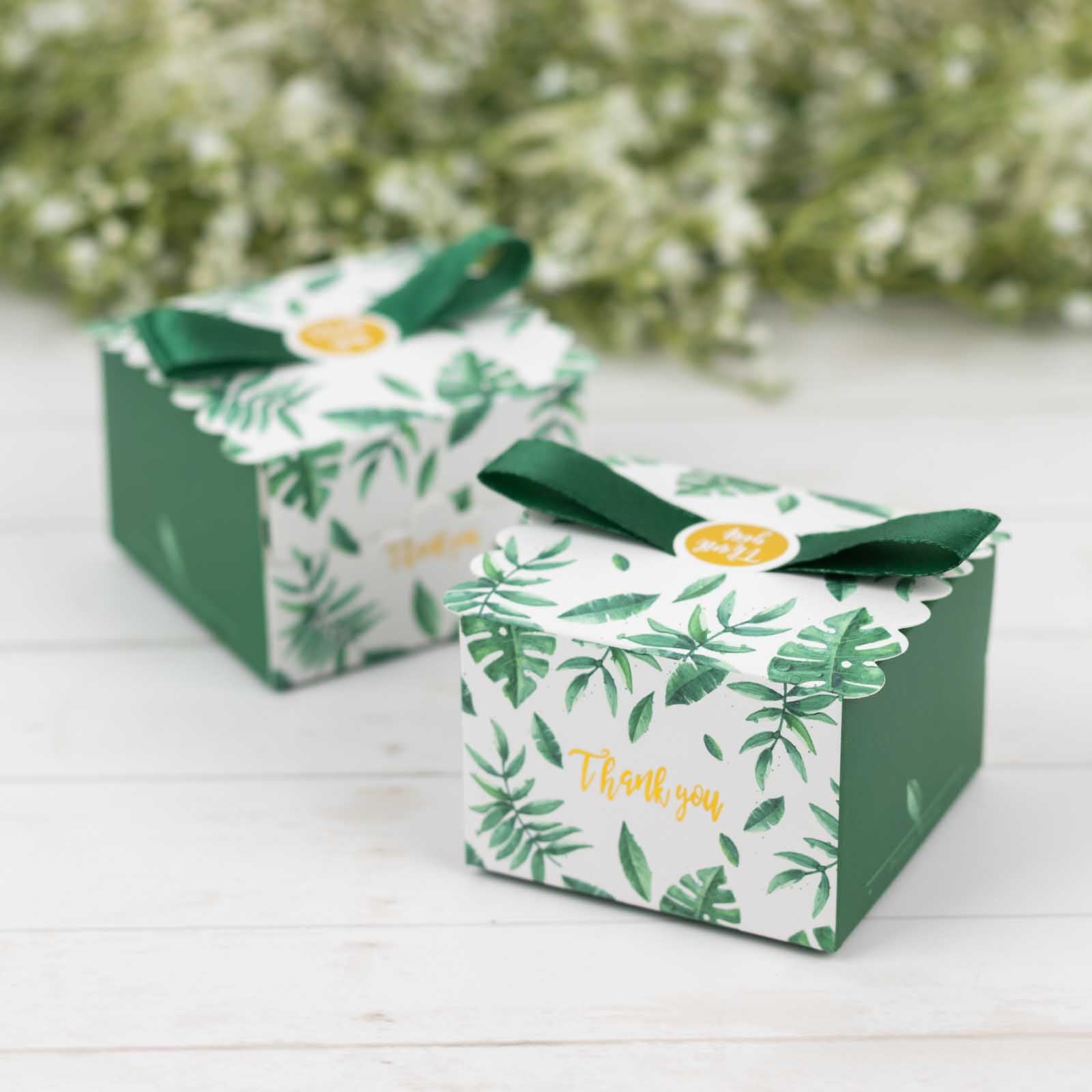 Efavormart 25 Pack Green Monstera Leaf Print Party Favor Gift Boxes ...