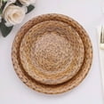 thumbnail image 1 of Efavormart 25 Pack Natural Paper Dessert Appetizer Plates With Woven Rattan Print, 7" Round Rustic Farmhouse Disposable Salad Plates - 300 GSM, 1 of 9