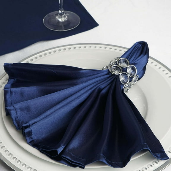 Efavormart 20"x20" Navy Blue Wholesale SATIN Linen Napkins For Wedding Birthday Restaurant Party Tableware Decoration - 25 PCS