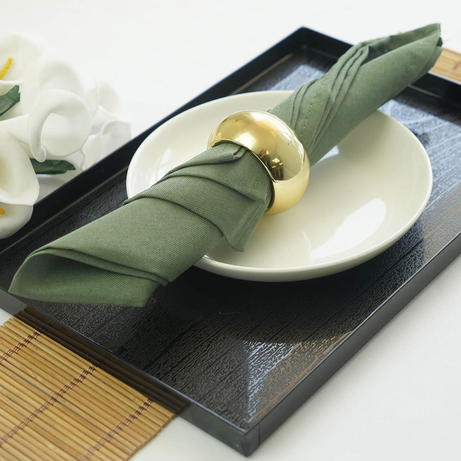 Efavormart 25 Pack | Olive Green Seamless Cloth Dinner Napkins, Wrinkle ...