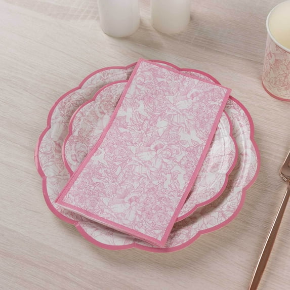 Efavormart 25 Pack Pink Dinner Paper Napkins with Vintage Floral Print, Soft 2-Ply Highly Absorbent Disposable Party Napkins