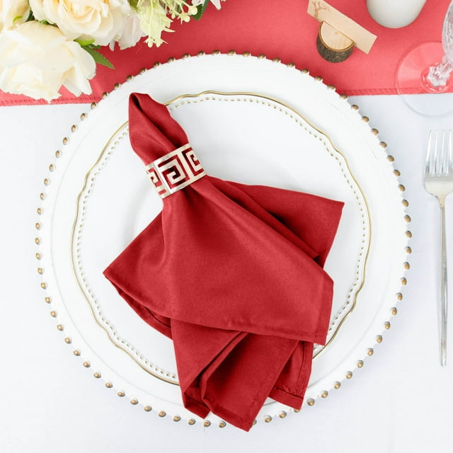 Efavormart 25 Pack | Red Seamless Cloth Dinner Napkins, Wrinkle Resistant Linen | 17"x17 ...