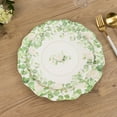 thumbnail image 1 of Efavormart 25 Pack White Floral Greenery Dessert Paper Plates with Scalloped Edge, Disposable Appetizer Salad Plates - 8", 1 of 10