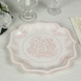 thumbnail image 1 of Efavormart 25 Pack White Pink Paper Dinner Plates in Damask Floral Pattern, 10" Disposable Party Plates with Scalloped Rims - 300 GSM, 1 of 10