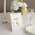 thumbnail image 1 of Efavormart 25 Pack White Sage Green Double Sided Paper Wedding Table Numbers with Floral Leaf and Gold Foil Numbers Print, 7" Free Standing Table Sign Cards 1-25, 1 of 11