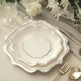 thumbnail image 1 of Efavormart 25 Pack | White/Silver 10" Scallop Rim Dinner Party Paper Plates, Disposable Plates - 300 GSM, 1 of 5