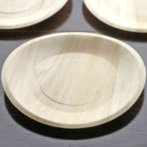 Efavormart 25 Pcs - Compostable Birchwood 9" Round Disposable Plates For Wedding Events Birthday Restaurant Dining Tableware