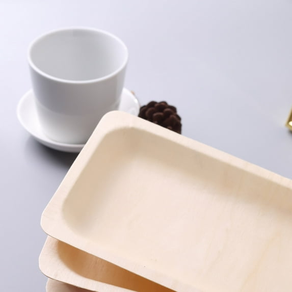 Efavormart 25 Pcs - Stylish Sustainable Birchwood 8" Rectangle Plate