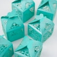 thumbnail image 1 of Efavormart 25Pcs Turquoise Butterfly Top Laser Cut Lace Print Favor Gift Candy Boxes, 1 of 11