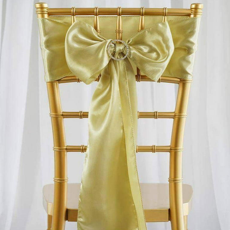 Efavormart 25pcs Champagne SATIN Chair Sashes Tie Bows for Wedding Events Decor Chair Bow Sash Party Decoration Supplies 6 x106