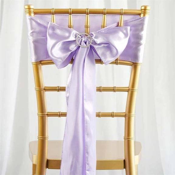 Efavormart 25pcs Lavender SATIN Chair Sashes Tie Bows for Wedding Events Decor Chair Bow Sash Party Decoration Supplies 6 x106"