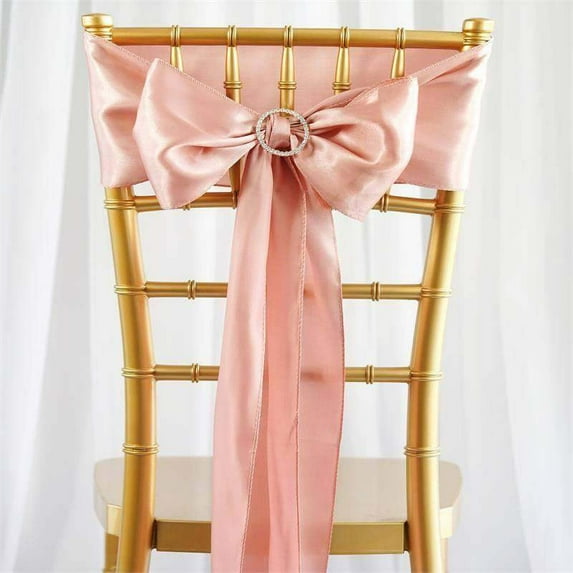 Efavormart 25pcs Rose Gold SATIN Chair Sashes Tie Bows for Wedding Events Decor Chair Bow Sash Party Decoration Supplies 6 x106"