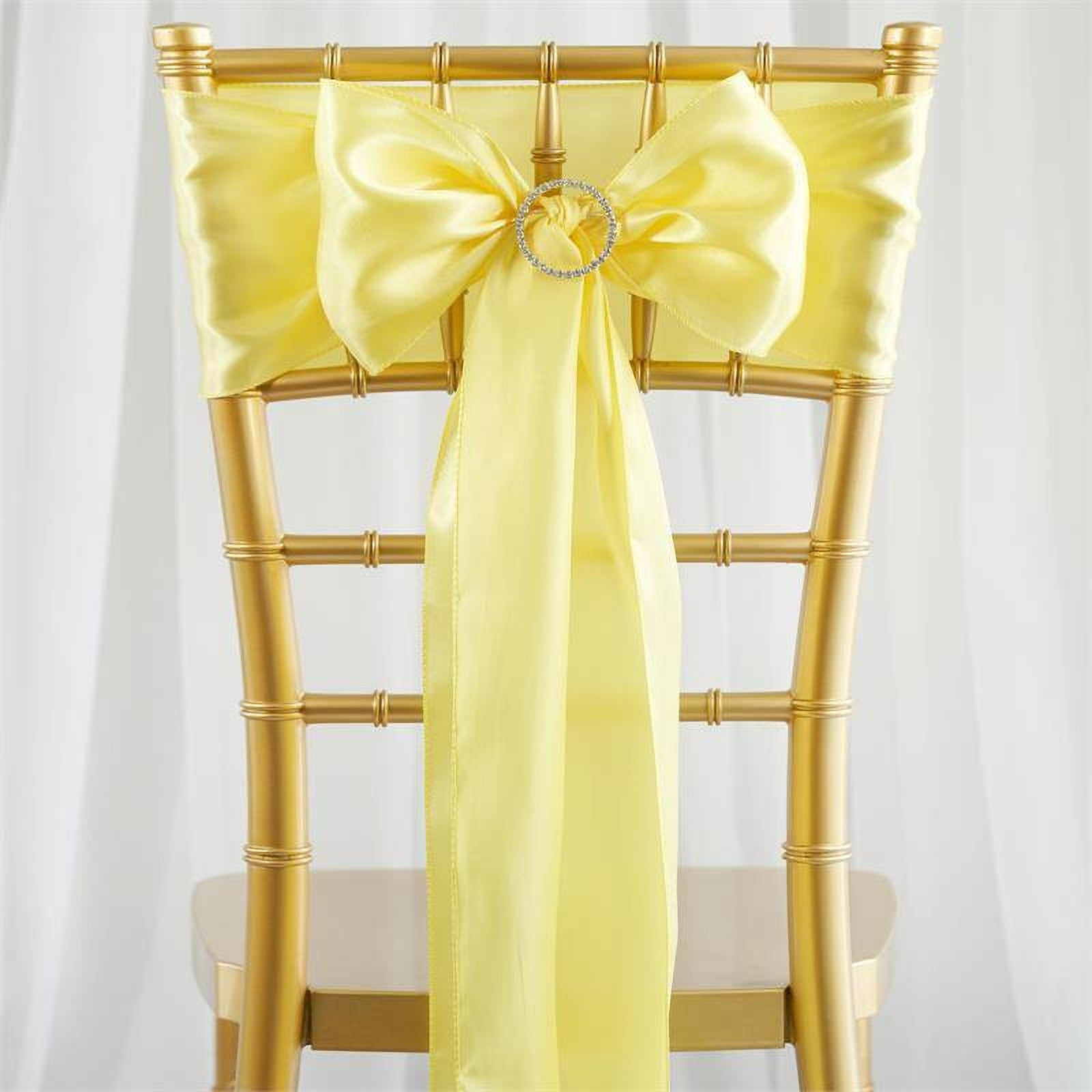 Efavormart 25pcs Yellow SATIN Chair Sashes Tie Bows for Wedding Events Decor Chair Bow Sash ...