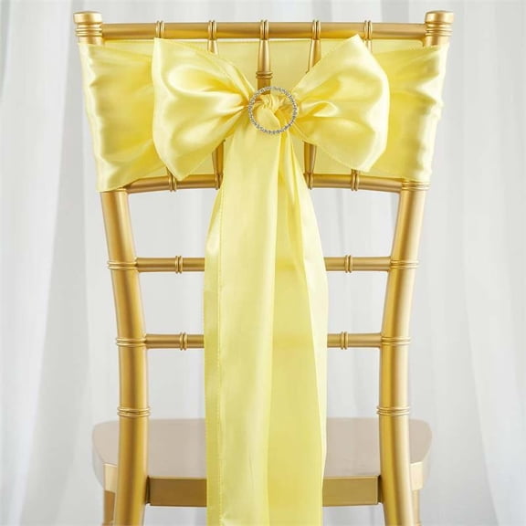 Efavormart 25pcs Yellow SATIN Chair Sashes Tie Bows for Wedding Events Decor Chair Bow Sash Party Decoration Supplies 6 x106"