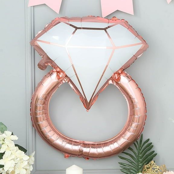 Efavormart 26" Rose Gold Aluminum Foil Self-Sealing Balloon Wholesale Giant Diamond Engagement Ring Mylar Balloons Foil Balloons