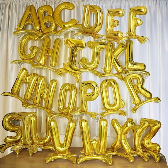 Efavormart 27" Shiny Gold Self Standing Letters / Number Balloons, Helium Foil Mylar Balloons For Wedding Decoration - H