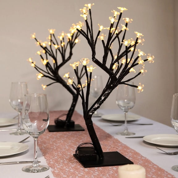 Efavormart 2pcs Blooming Cherry Blossom LED Centerpiece Tree For Wedding Party Events Centerpiece Table Top Decoration - Warm White