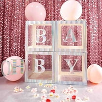 Efavormart 2pcs Transparent DIY Balloon Boxes Decoration, Baby Shower Party Decoration For Boy and Girl Boxes Decorations For Gender Reveal Party - Iridescent Edges