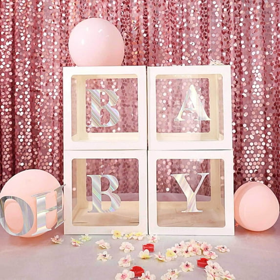 Efavormart 2pcs Transparent DIY Balloon Boxes Decoration, Baby Shower Party Decoration For Boy and Girl Boxes Decorations For Gender Reveal Party - White Edges
