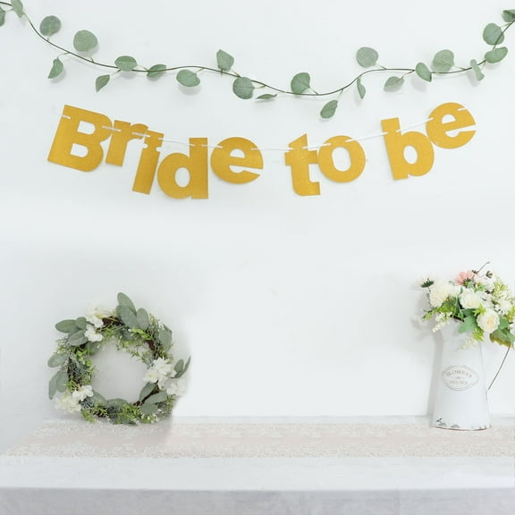 Efavormart 3.5ft Gold Glittered Bride To Be Paper Hanging Bridal Shower Garland Banner, Bachelorette Party Banner