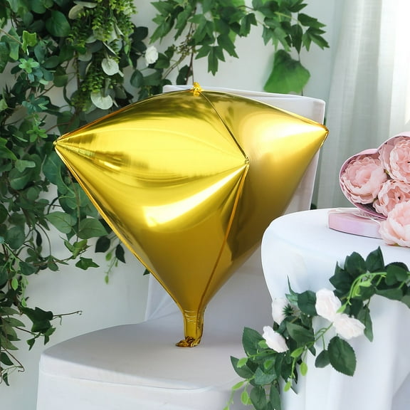 Efavormart 3 Pack 16" Gold 4D Aluminum Foil Self-Sealing Wholesale Diamond Shape Mylar Balloons