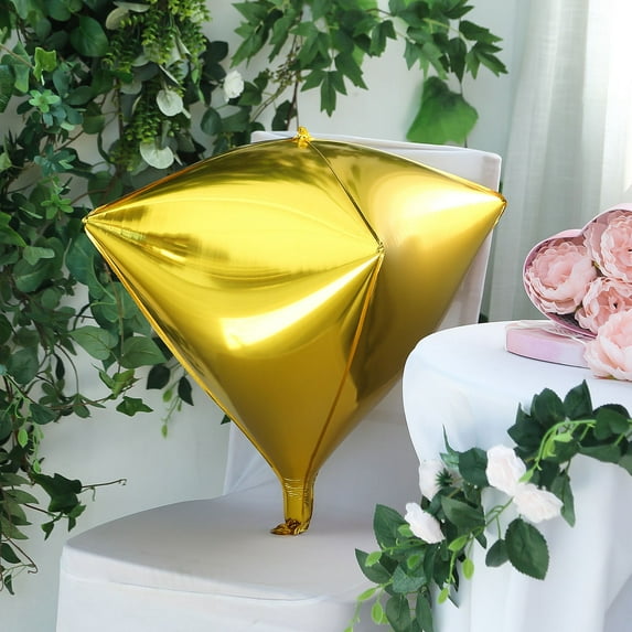 Efavormart 3 Pack 16" Gold 4D Aluminum Foil Self-Sealing Wholesale Diamond Shape Mylar Balloons