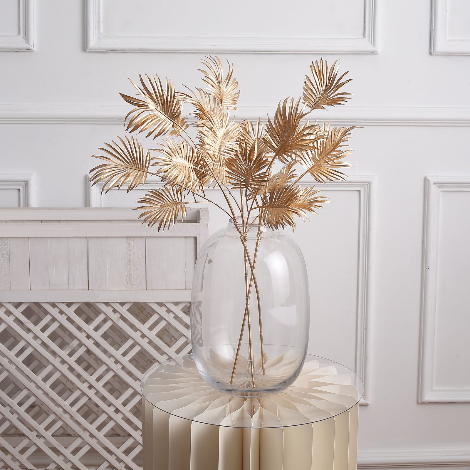 Efavormart 3 Pack 24" Metallic Gold Artificial Palm Leaf Branches, Faux Plant Vase Fillers
