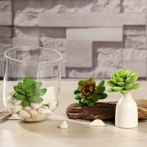 Efavormart 3 Pack | 3" Artificial PVC Roundleaf Echeveria Stem Succulent Plants