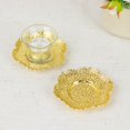 thumbnail image 1 of Efavormart 3 Pack | 4" Shiny Gold Metal Plum Blossom Votive Candle Holders, Vintage Mini Tea Cup Saucers, 1 of 11