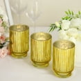 thumbnail image 1 of Efavormart 3 Pack | 5" Gold Mercury Glass Speckled Votive Candle Holder Vase, Hurricane Candle Holder with Wavy Column Design, 1 of 11