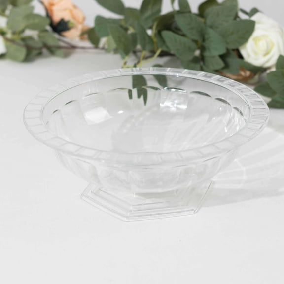 Efavormart 3 Pack Clear Roman Style Footed Compote Bowl Flower Vase, Round Decorative Plastic Planter Pedestal Vase Centerpiece - 10"