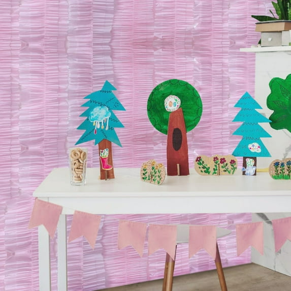 Efavormart 3 Rolls - 28 FT BLUSH Ruffled Paper Strand | Streamer Backdrop - Paper Garland